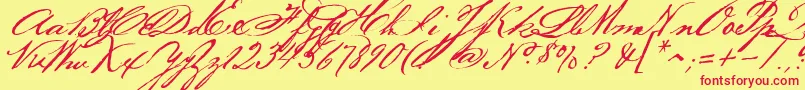 Bakerscript-Schriftart – Rote Schriften auf gelbem Hintergrund