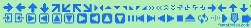 フォントPixarrows – 青い文字は緑の背景です。