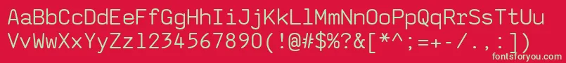 フォントSaxmono – 赤い背景に緑の文字