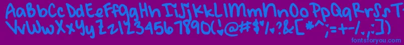DjbMeetMeAtMyLocker-Schriftart – Blaue Schriften auf violettem Hintergrund