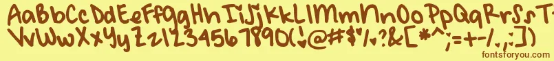 DjbMeetMeAtMyLocker-Schriftart – Braune Schriften auf gelbem Hintergrund