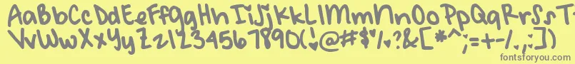 DjbMeetMeAtMyLocker-Schriftart – Graue Schriften auf gelbem Hintergrund
