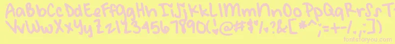 DjbMeetMeAtMyLocker-Schriftart – Rosa Schriften auf gelbem Hintergrund
