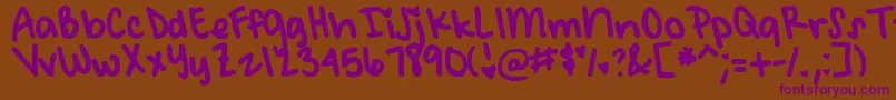 DjbMeetMeAtMyLocker-fontti – violetit fontit ruskealla taustalla