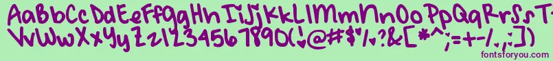 DjbMeetMeAtMyLocker-Schriftart – Violette Schriften auf grünem Hintergrund
