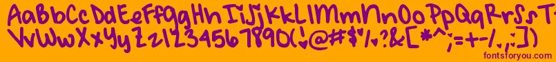 DjbMeetMeAtMyLocker-fontti – violetit fontit oranssilla taustalla