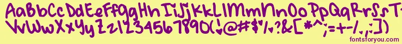 DjbMeetMeAtMyLocker Font – Purple Fonts on Yellow Background