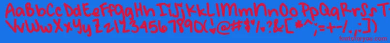 フォントDjbMeetMeAtMyLocker – 赤い文字の青い背景