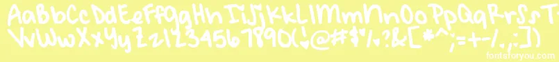 DjbMeetMeAtMyLocker-Schriftart – Weiße Schriften auf gelbem Hintergrund