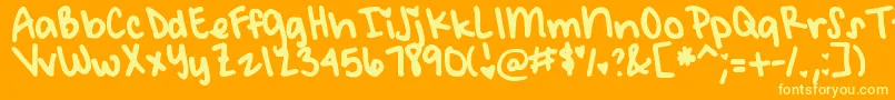 DjbMeetMeAtMyLocker-fontti – keltaiset fontit oranssilla taustalla