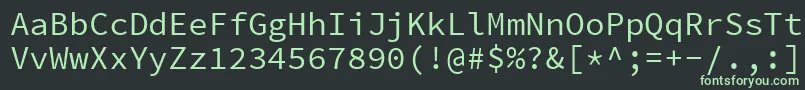 Fonte SourcecodeproRegular – fontes verdes em um fundo preto