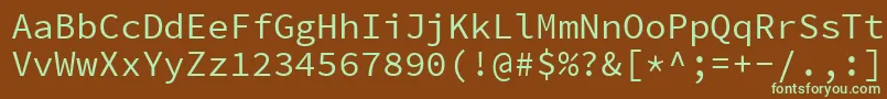Czcionka SourcecodeproRegular – zielone czcionki na brązowym tle