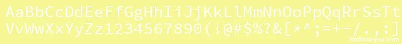 Fonte SourcecodeproRegular – fontes brancas em um fundo amarelo