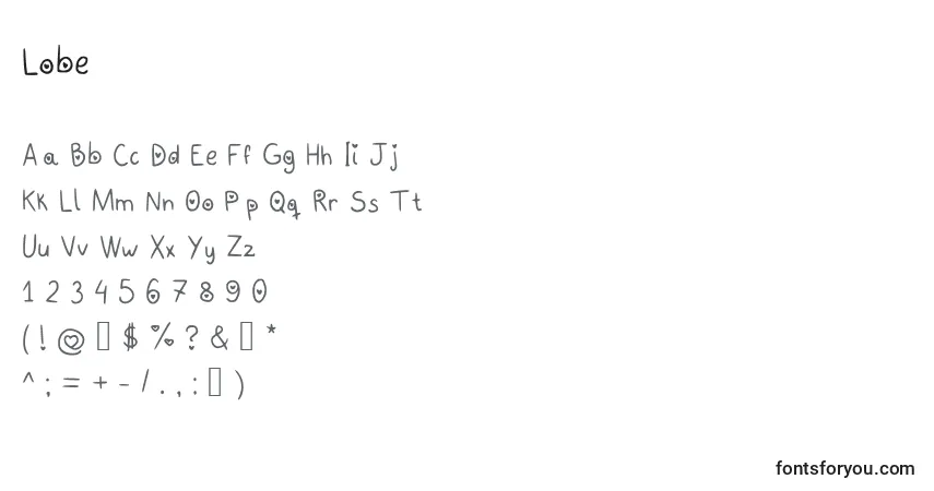 Fuente Lobe - alfabeto, números, caracteres especiales