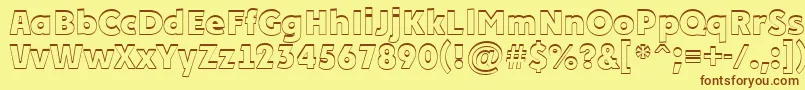 PlakatcmplshExtrabold-Schriftart – Braune Schriften auf gelbem Hintergrund