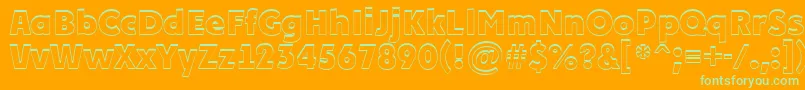 PlakatcmplshExtrabold-Schriftart – Grüne Schriften auf orangefarbenem Hintergrund