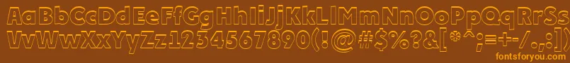 Więcej informacji o czcionce PlakatcmplshExtrabold Czcionka PlakatcmplshExtrabold – pomarańczowe czcionki na brązowym tle