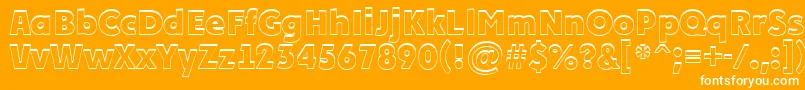 PlakatcmplshExtrabold-Schriftart – Weiße Schriften auf orangefarbenem Hintergrund
