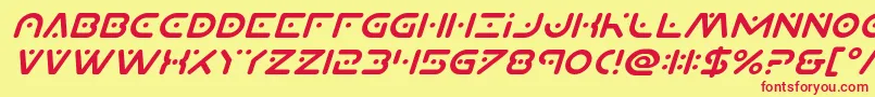 Planetxcompactital-Schriftart – Rote Schriften auf gelbem Hintergrund