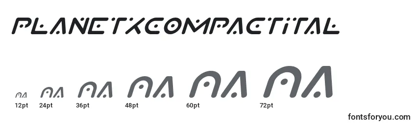 Размеры шрифта Planetxcompactital
