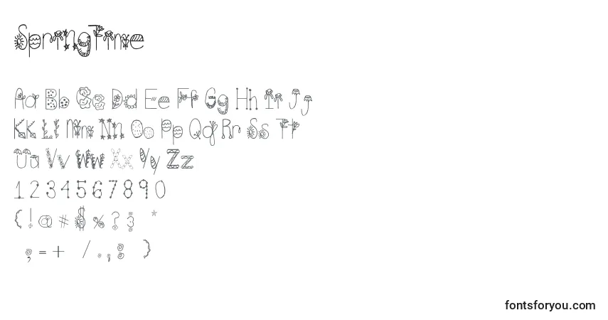 Шрифт SpringTime – алфавит, цифры, специальные символы