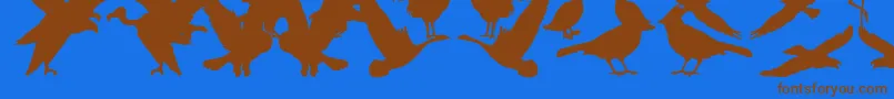 Saiba mais sobre a fonte BirdsOfAFeather Fonte BirdsOfAFeather – fontes marrons em um fundo azul