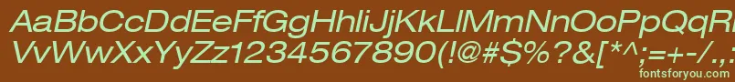 Heaveneticaextd5Oblsh Font – Green Fonts on Brown Background