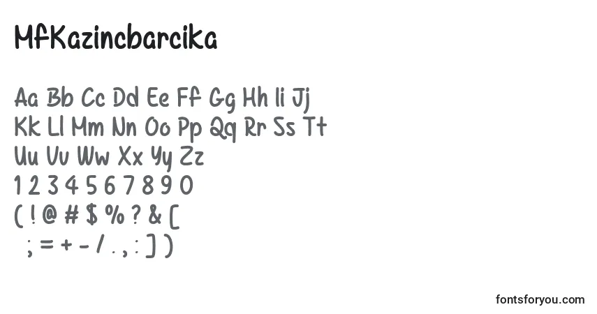Czcionka MfKazincbarcika – alfabet, cyfry, specjalne znaki