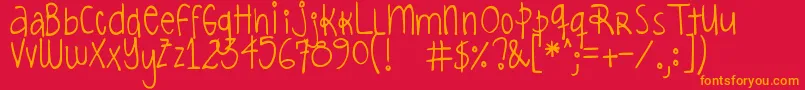 DjbRubiaTuesday Font – Orange Fonts on Red Background