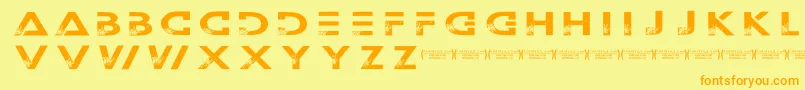 Outerspacemilitia-fontti – oranssit fontit keltaisella taustalla