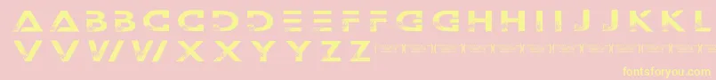 Outerspacemilitia-fontti – keltaiset fontit vaaleanpunaisella taustalla