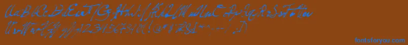 PenFrenzy Font – Blue Fonts on Brown Background