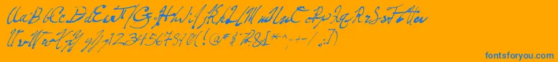 PenFrenzy Font – Blue Fonts on Orange Background