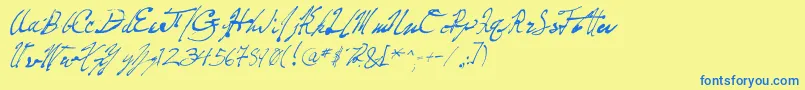 PenFrenzy Font – Blue Fonts on Yellow Background