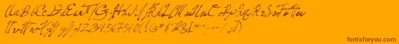 PenFrenzy Font – Brown Fonts on Orange Background
