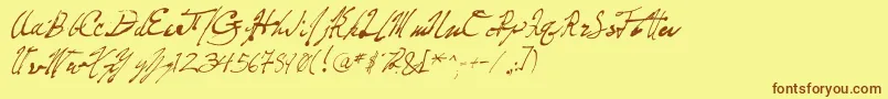 PenFrenzy Font – Brown Fonts on Yellow Background