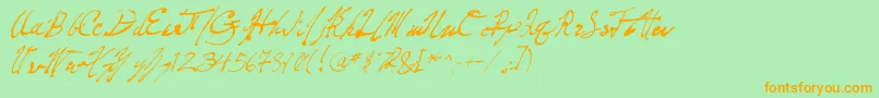 PenFrenzy Font – Orange Fonts on Green Background