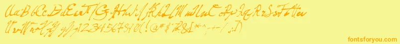 PenFrenzy Font – Orange Fonts on Yellow Background