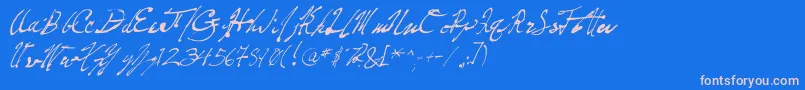 PenFrenzy Font – Pink Fonts on Blue Background