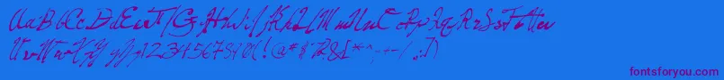 PenFrenzy Font – Purple Fonts on Blue Background
