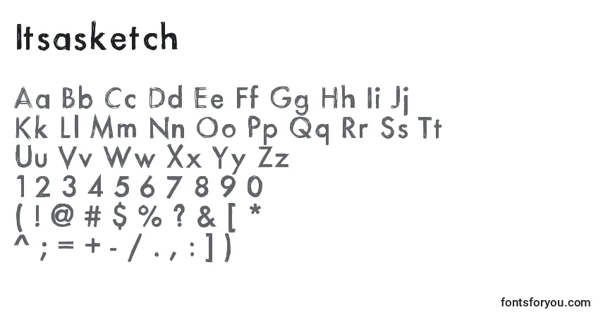Schriftart Itsasketch – Alphabet, Zahlen, spezielle Symbole