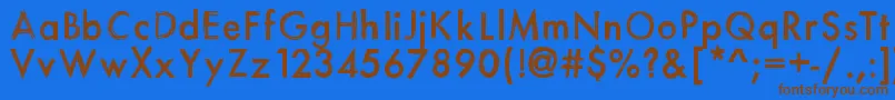 フォントItsasketch – 茶色の文字が青い背景にあります。