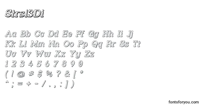 A fonte Strsl3Di – alfabeto, números, caracteres especiais
