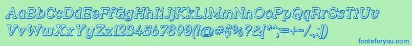 Strsl3Di Font – Blue Fonts on Green Background