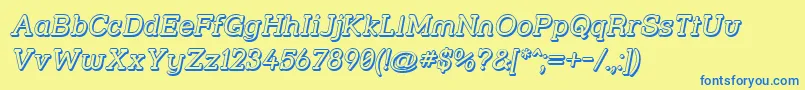 Strsl3Di-Schriftart – Blaue Schriften auf gelbem Hintergrund