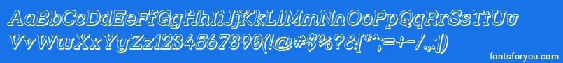 Strsl3Di Font – Yellow Fonts on Blue Background