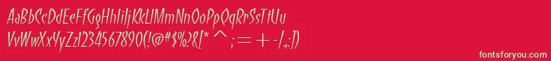 フォントBancoitcTtLight – 赤い背景に緑の文字