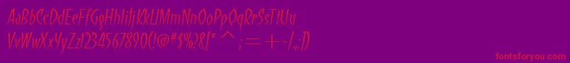 BancoitcTtLight-Schriftart – Rote Schriften auf violettem Hintergrund