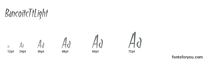 BancoitcTtLight Font Sizes