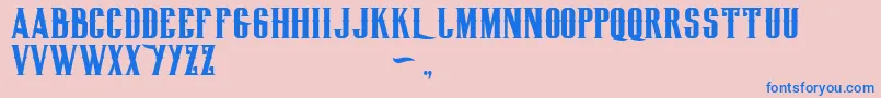 フォントBiglodgetypefree – ピンクの背景に青い文字